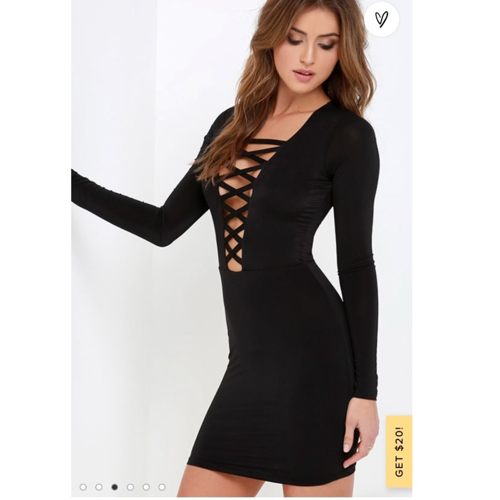 Lulus X axis Black Lace up dress